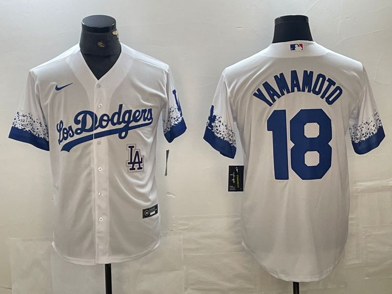 Men 2025 Los Angeles Dodgers #18 Yamamoto White City edition Nike MLB Jersey style 6238->los angeles dodgers->MLB Jersey